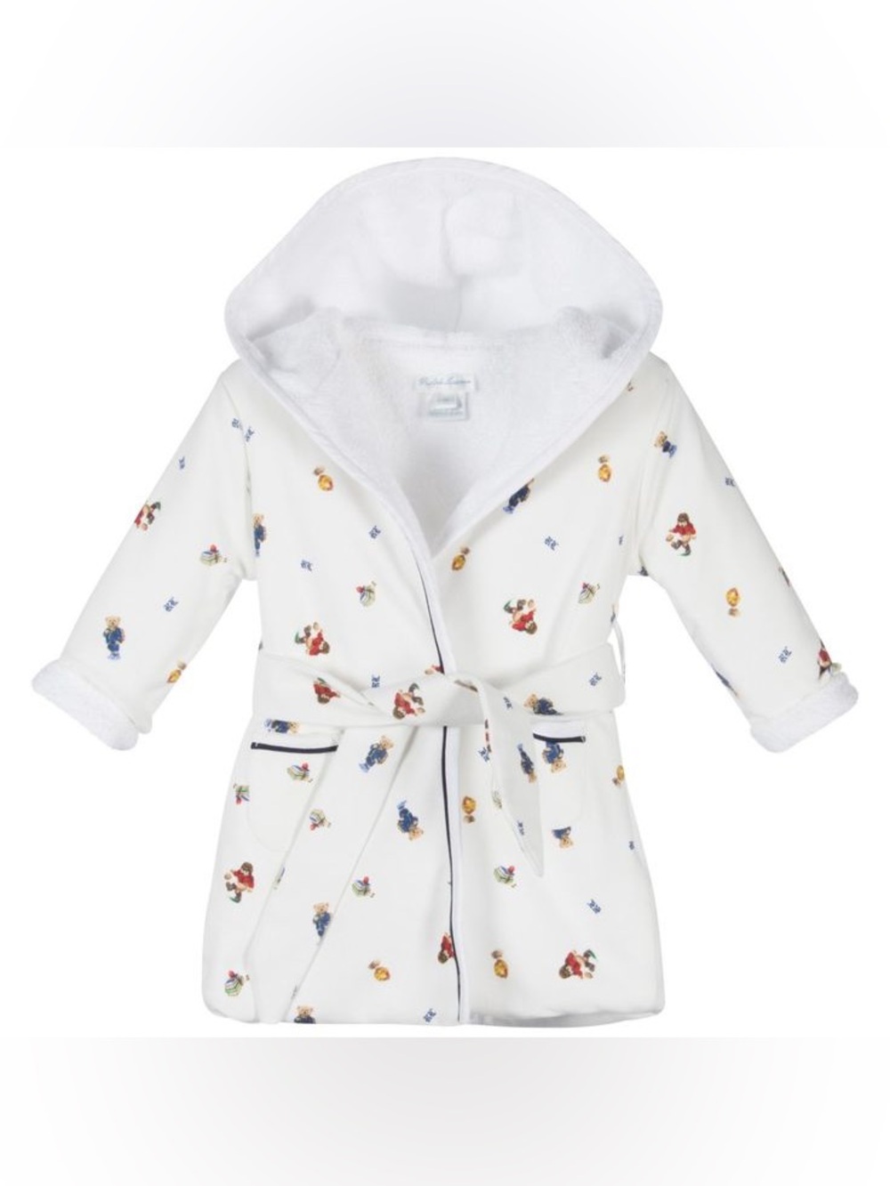 Ralph Lauren Bathrobe Baby Infant 3 Months Polo Bear White Plush Terry Luxury